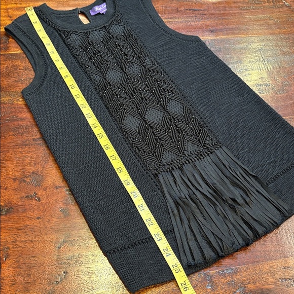 Ralph Lauren Collection Hand Knit Macrame Fringe Sleeveless Silk Sweater Top S - Picture 11 of 14